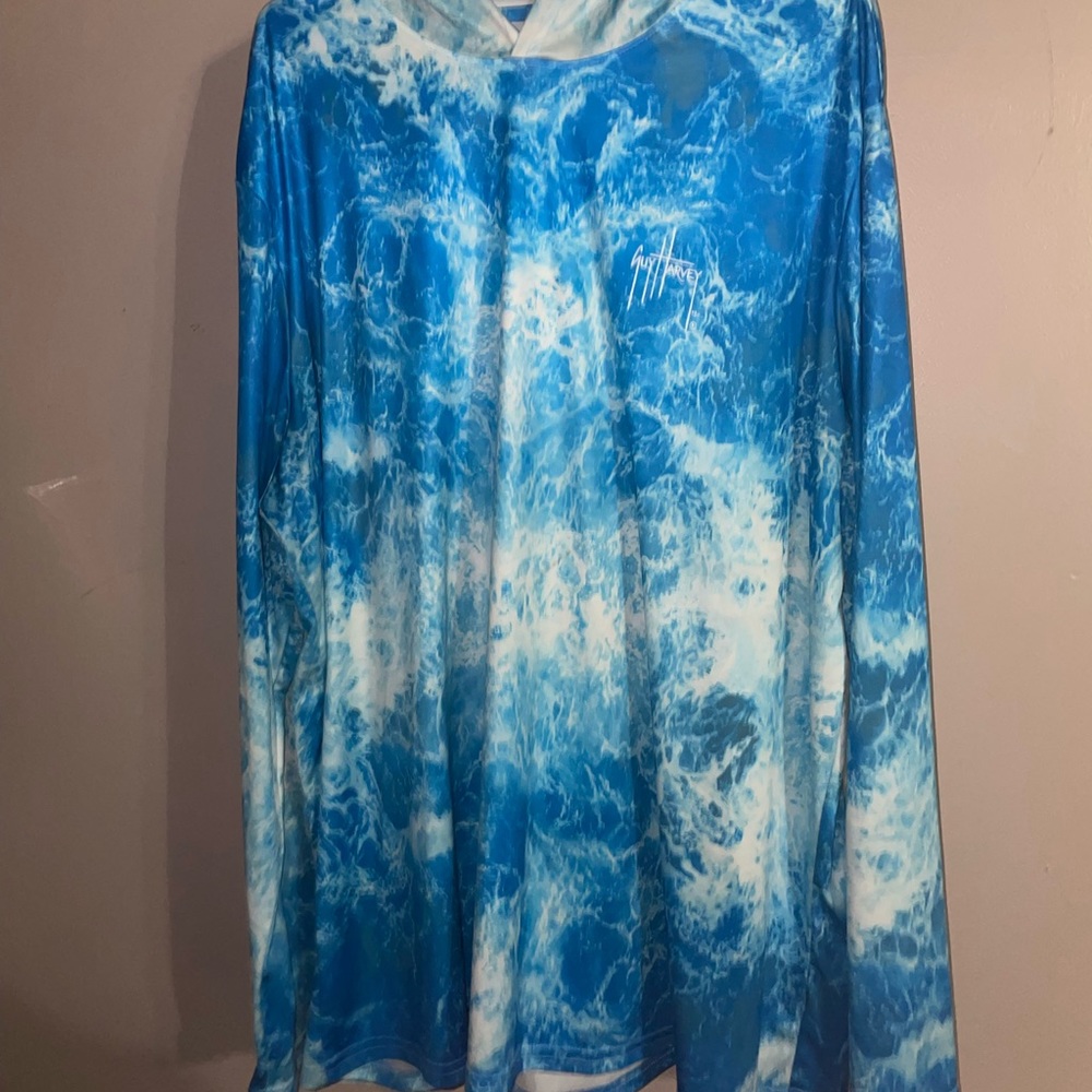 Guy Harvey long sleeve shirt with a hood xxl